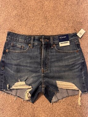 Old Navy Blue Distressed High-Rise Jean Shorts